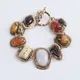 2024 New ZA Boho Ethnic Vintage Bracelets Women Contrast Hollow Metal Link Resin Stone Indian