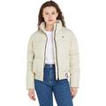 Calvin Klein Jeans Damen Jacke Logo Short Puffer Winterjacke, Weiß (Ivory), XS