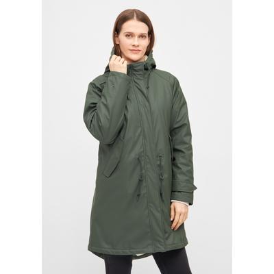 Regenmantel DERBE "Tidaholm", Damen, Gr. 36, grün (oliv), Obermaterial: 100% Polyester; Futter: 100% Polyester, Langarm, Mäntel, Wasserabweisend, winddicht, Teddylining, nachhaltig Image