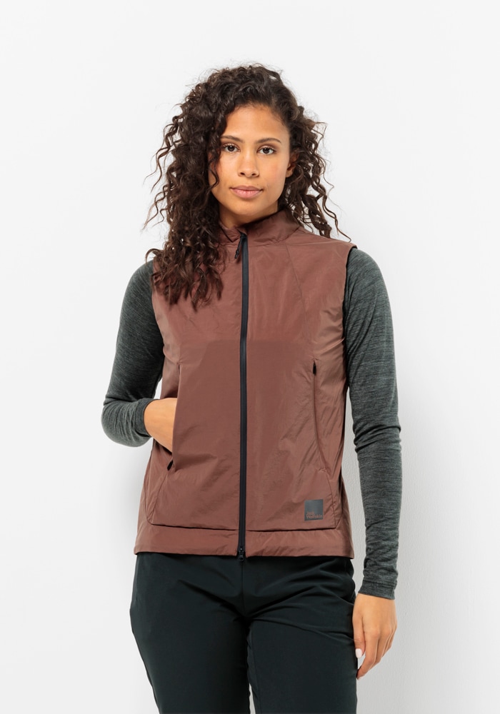 Funktionsweste JACK WOLFSKIN "BIKE COMMUTE INS VEST W", Damen, Gr. L (42/44), braun (wild, ginger), OBERSTOFF 87% POLYAMID, 13% ELASTHAN FUTTER 100% POLYESTER FÜLLUNG 100% POLYESTER, Westen Image