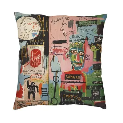Basquiat's New York Street Graffiti Kissenbezug, 60 x 60 cm, Polyester-Kissenbezug für Sofa, Image