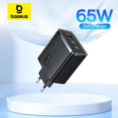 Baseus 65W GaN Ladegerät PD Ladung Typ C USB Ladegerät Unterstützung QC Tragbare Schnelle Ladegerät Für iPhone 17 16 15 14 13 12 Laptop Ladegerät