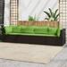 Buyweek 4 Piece Patio Lounge Set with Cushions Brown Poly Rattan