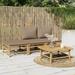 Buyweek 4 Piece Patio Lounge Set with Taupe Cushions Bamboo