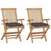 Buyweek Patio Chairs with Anthracite Cushions 2 pcs Solid Teak Wood