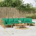 Buyweek 8 Piece Patio Lounge Set with Green Cushions Bamboo