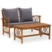 Buyweek 2 Piece Patio Lounge Set with Cushions Solid Acacia Wood