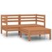 Buyweek 3 Piece Patio Lounge Set Solid Wood Pine Honey Brown