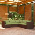 Buyweek 5 Piece Patio Lounge Set with Cushions Poly Rattan Brown
