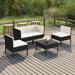 Buyweek 5 Piece Patio Lounge Set with Cushions Poly Rattan Black