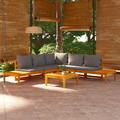 Buyweek 4 Piece Patio Lounge Set with Dark Gray Cushions Acacia Wood
