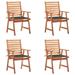 Buyweek Patio Dining Chairs 4 pcs with Cushions Solid Acacia Wood