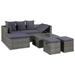 Buyweek 4 Piece Patio Lounge Set with Cushions Poly Rattan Gray