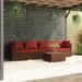 Buyweek Patio Furniture Set 5 Piece with Cushions Poly Rattan Brown