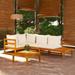 Buyweek 4 Piece Patio Lounge Set with Cream White Cushions Acacia Wood