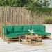 Buyweek 7 Piece Patio Lounge Set with Green Cushions Bamboo