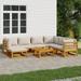 Buyweek 8 Piece Patio Lounge Set with Light Gray Cushions Solid Wood