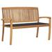 Buyweek Stacking Patio Bench with Cushion 50.6 Solid Teak Wood