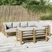 Buyweek 10 Piece Patio Lounge Set with Light Gray Cushions Bamboo