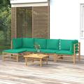 Buyweek 6 Piece Patio Lounge Set with Green Cushions Bamboo