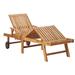 Htovila Sun Lounger with Bright Green Cushion Solid Wood Teak