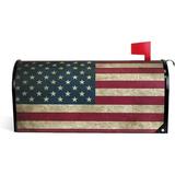 July 4Th Independence Day USA American Flag Welcome Magnetic Mailbox Post Box Cover Wraps Standard Size 20.8(L) x 18(W) Makover MailWrap Garden Home Decor