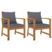 Buyweek Patio Chairs 2 pcs with Dark Gray Cushion Solid Acacia Wood