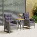 Buyweek 3 Piece Patio Bistro Set Poly Rattan Gray