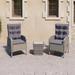 Buyweek 3 Piece Patio Bistro Set Poly Rattan and Glass Gray