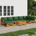 Buyweek 8 Piece Patio Lounge Set with Green Cushions Solid Wood