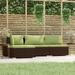 Buyweek 4 Piece Patio Lounge Set with Cushions Brown Poly Rattan