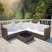 Buyweek 4 Piece Patio Lounge Set with Cushions Poly Rattan Brown