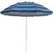 Beach Umbrella For Sand Wind Portable: 7FT Arc Length 6.5FT Diameter Heavy Duty Wind Resistant Striped Large Umbrellas UV 50 Parasol With Anchor Adjustable Tilting Pole 8 Ribs Carry Bag Lightwei