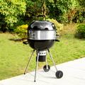 Summit Living 22 Inch Kettle Charcoal Grill Portable BBQ Grill with Rotisserie Ring Pizza Oven