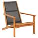 Buyweek Patio Lounge Chair Black Solid Eucalyptus Wood and Textilene