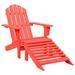 Buyweek Patio Adirondack Chair with Ottoman Solid Fir Wood Red