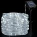 Solar Rope Lights Outdoor 72ft 200 LED Rope Lights Waterproof Clear PVC Tube Cool White Fairy String Lights for Deck Pool Yard Tree Fence Garden Porch RV Party Balcony Camping