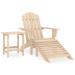 Buyweek Patio Adirondack Chair with Ottoman and Table Solid Fir Wood
