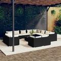 Buyweek 13 Piece Garden Lounge Set with Cushions Black Poly Rattan