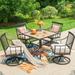 Summit Living 5-Piece Outdoor Dining Set All-Weather Metal Furniture with Cushioned Swivel Chairs Black & Beige