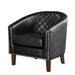 Prilinex Accent Chair Faux Leather Barrel Chair Cozy Modern Club Chair with Soft Padded and Solid Wood Legs for Living Room/Bedroom/Study/Waiting Room Drak Black