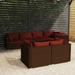 Buyweek 7 Piece Patio Lounge Set with Cushions Brown Poly Rattan