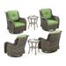 Meetleisure Outdoor Swivel Rocker Wicker Patio Chairs Sets of 4 With 2 Tables Green