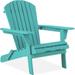 Best Choice Products Folding Adirondack Chair Outdoor Wooden Accent Lounge Furniture w/ 350lb Capacity - Turquoise