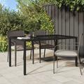 Buyweek Patio Table 59.1 x35.4 x29.5 Tempered Glass and Poly Rattan Black