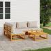 Buyweek 5 Piece Patio Lounge Set with Light Gray Cushions Solid Wood