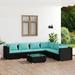 Buyweek 7 Piece Patio Lounge Set with Cushions Poly Rattan Black