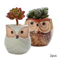 KYAIGUO Succulents Plants Flower Pots 2PCS Owl Planter Ceramic Planter Indoor and Outdoor Planter