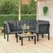 Buyweek 5 Piece Patio Lounge Set Black and Gray Poly Rattan