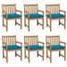 Buyweek Patio Chairs 6 pcs with Light Blue Cushions Solid Teak Wood